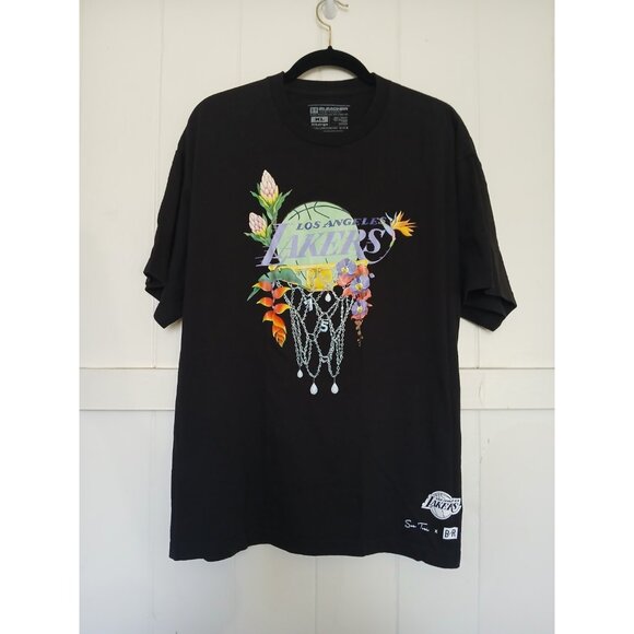 Sue Tsai × Bleacher Report Men's T-Shirt XL NBA 75 Lakers Graphic Black Cotton - Picture 12 of 12